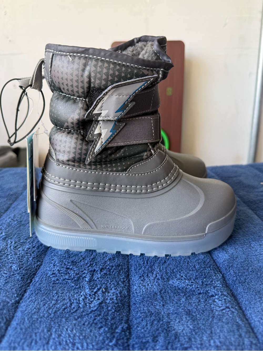 Western Chief Kids Gray Waterproof Boots with Lightning Accent